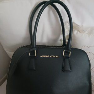 Adrienne Vittadini Black Satchel Bag - Medium, Double-Straps - Zip Around